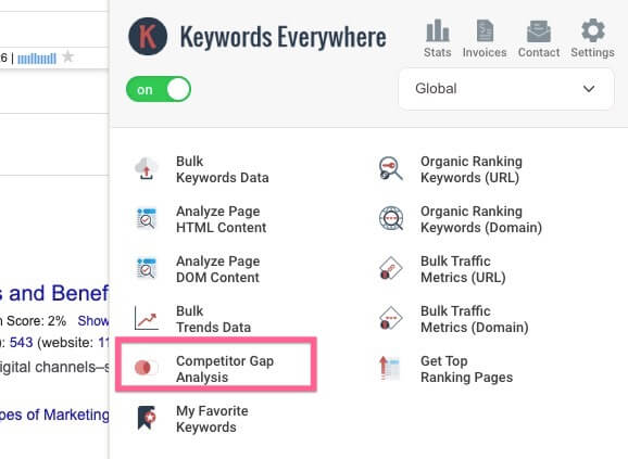 Use the Keywords Everywhere option Competitor Gap Analysis