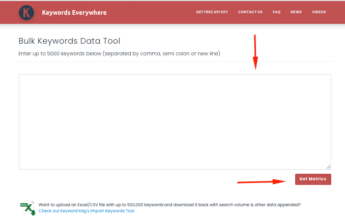 Bulk Keywords Data Tool add up to 5000 words