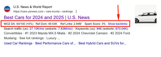 backlinks and referring domains SEO metrics