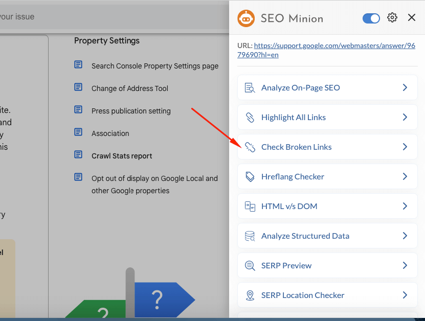 SEO-Minion-broken-links-checker